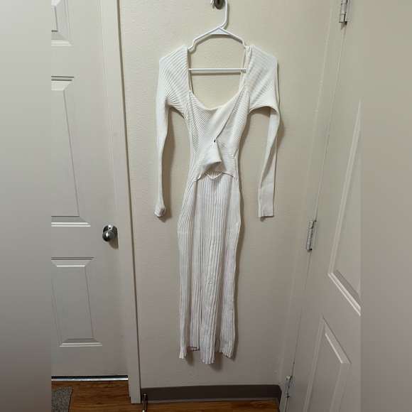 •FREE PEOPLE• Marnie Midi Dress Ribbed Knit Cut Out - Picture 3 of 8
